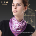 Ms Elegant Purple Silk Small Squares Stewardess Scarf